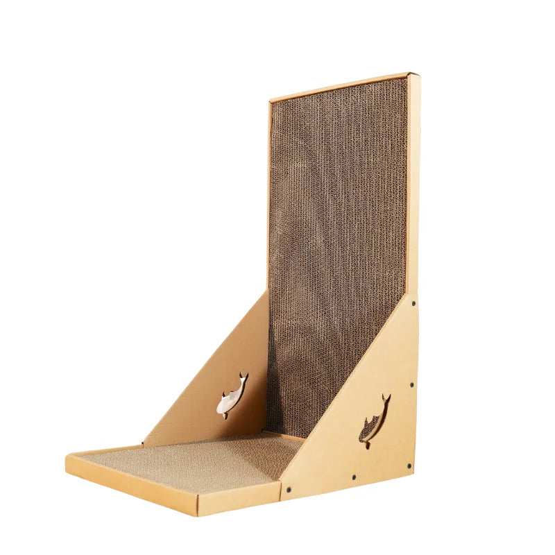 Cardboard Scratching Post for Indoor Cats, 26.8 Inch L-Shaped Vertical Scratching Post with Catnip, Large Scratching Post