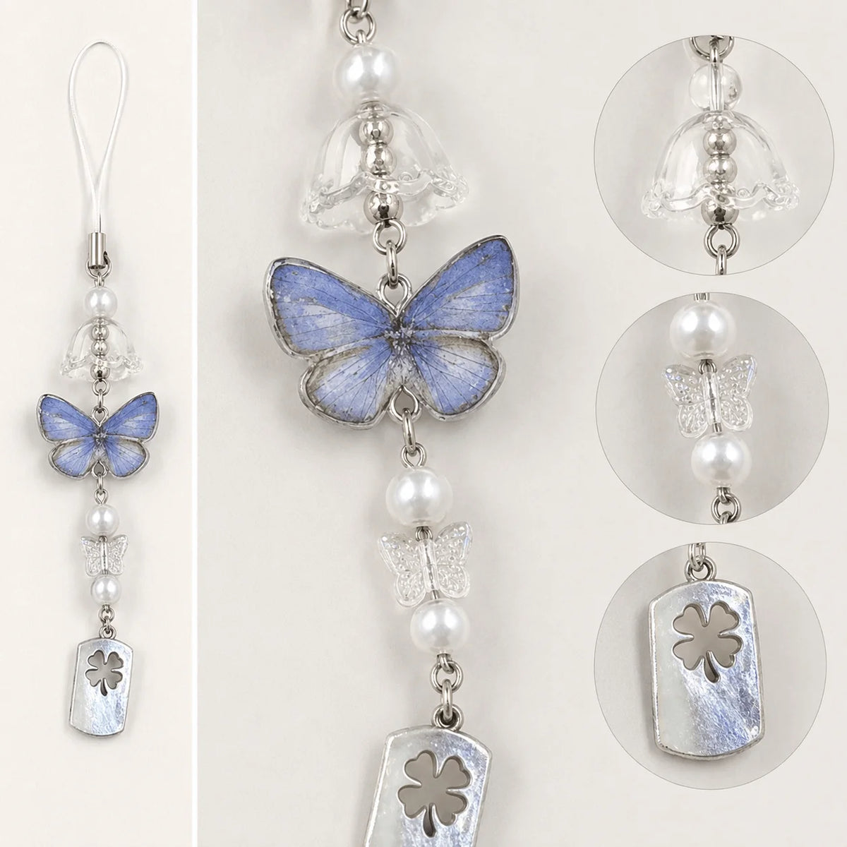 Real Butterfly Specimen Wind Chime, Blue Butterfly Hanging Decor, Nature-Inspired Ornament for Home & Gift