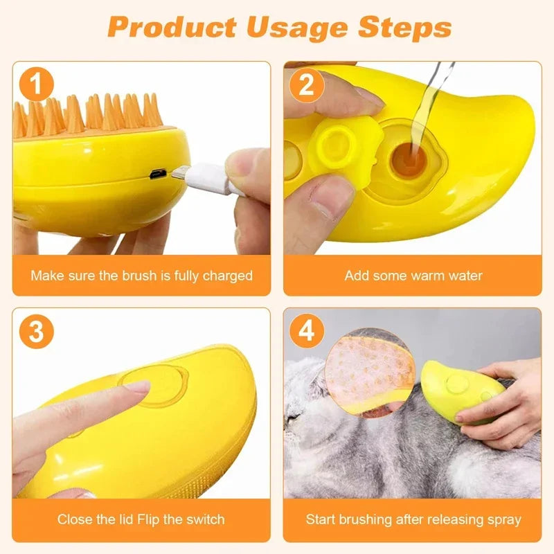 Pet Steam Brush Cat Dog Cleaning Steamy Spray Massage Beauty Comb 3 in 1 Hair Removal Grooming Supplies Pets Accessories