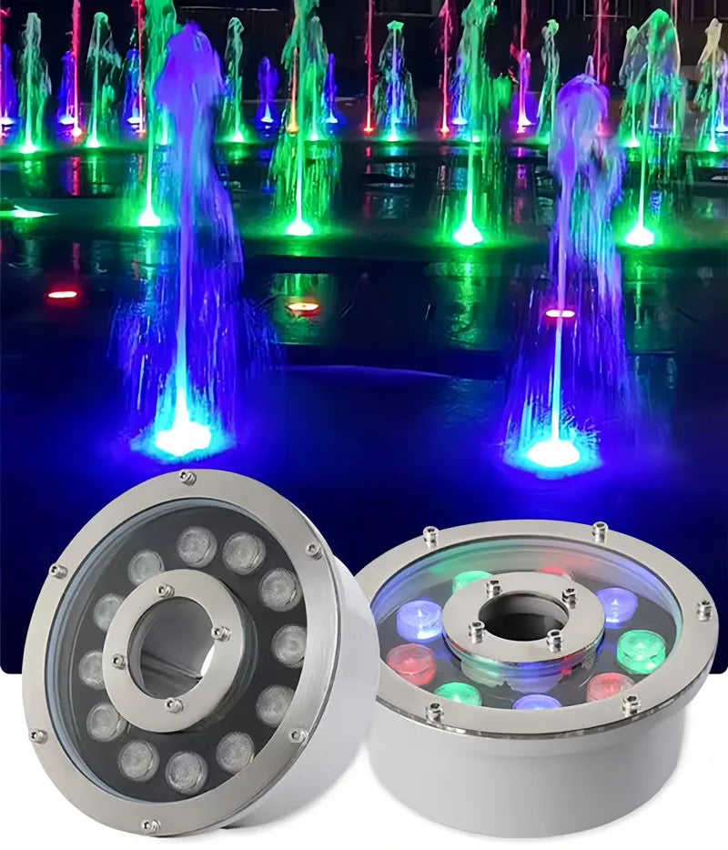Fountain Light Colorful Underwater Light Waterfall Fountain LED Waterproof IP68 6W/9W/12W Swimming Pool Landscape Lamp 12V/24V