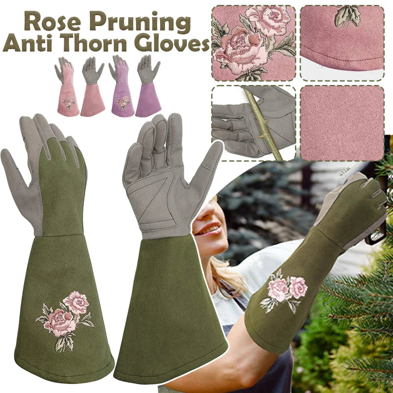 Professional Garden Rose Pruning Thorn-Proof Gloves Printed Gardening Trimming Labor Protection Long Gloves Hands Protector