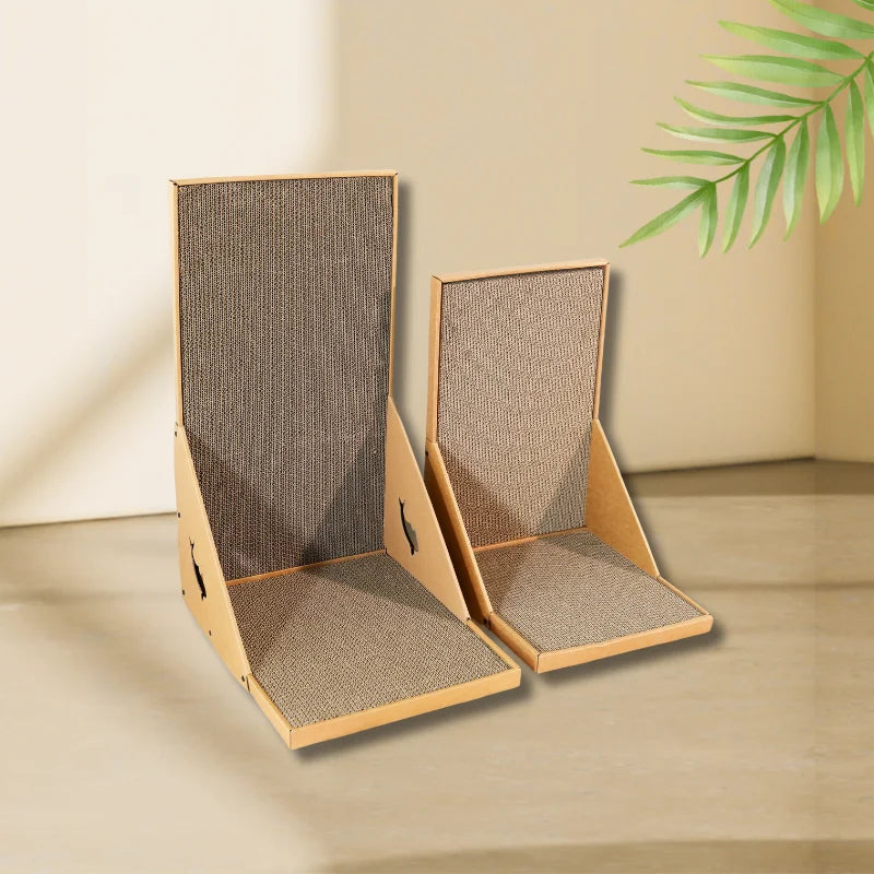 Cardboard Scratching Post for Indoor Cats, 26.8 Inch L-Shaped Vertical Scratching Post with Catnip, Large Scratching Post