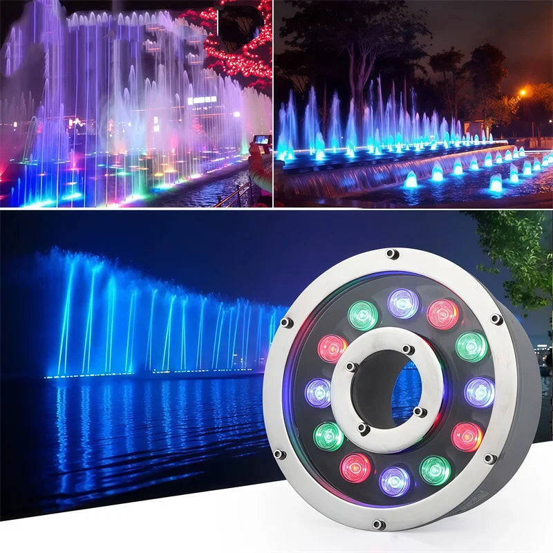Fountain Light Colorful Underwater Light Waterfall Fountain LED Waterproof IP68 6W/9W/12W Swimming Pool Landscape Lamp 12V/24V