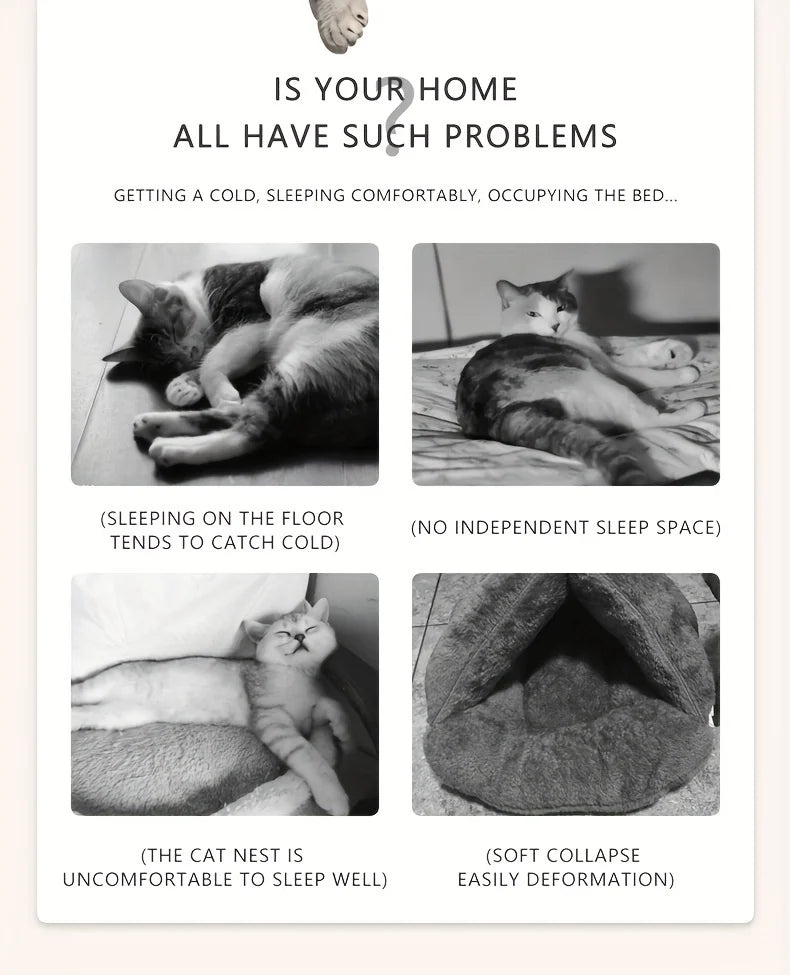 Luxury Cat Bed Super Soft Warm Pet Sofa Detachable Washable Non-slip for Small Medium Dogs Comfortable Sleep Pets Beds Supplies