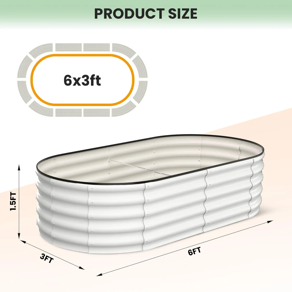 2-Pack Oval Galvanized Steel Raised Garden Bed Open Base Safety Edge Metal Planter Box Raised Beds for Vegetables Flowers Herbs