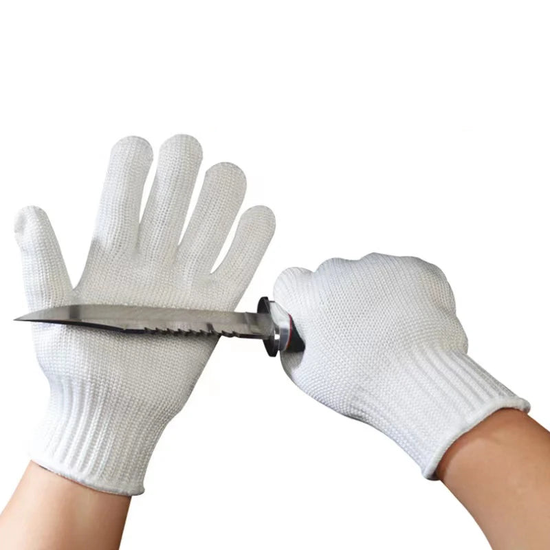 1Pair Black Level 5 Anti-cut Glove Safety Cut Proof Stab Resistant Wire Metal Work Gloves Garden Kitchen Household Safety Gloves