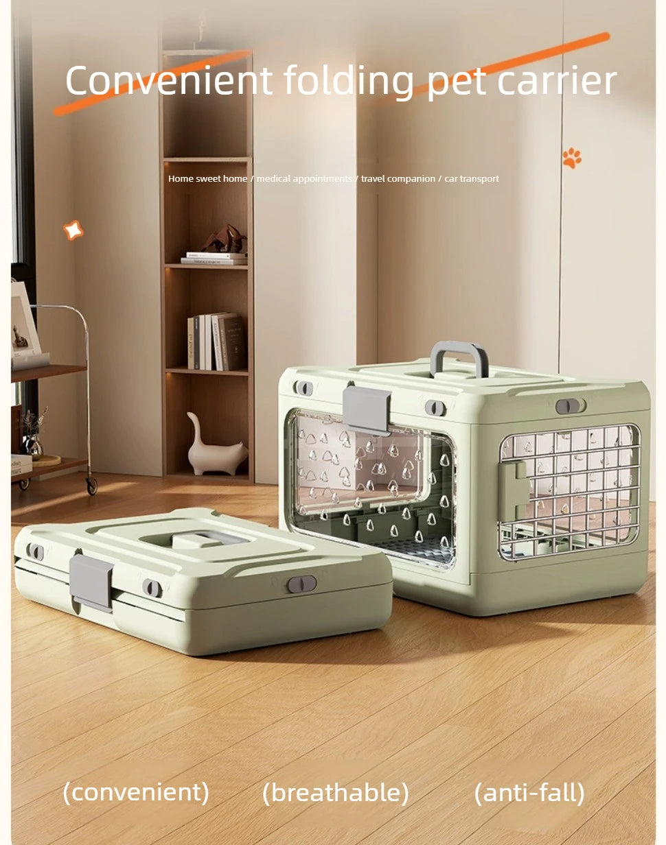 Portable Cat Carrier Pet Airline Crat Foldable Cat Kennel Dog Suitcase Outdoor Car Carry Box Dog Crate for Small Dog Pet Carrier