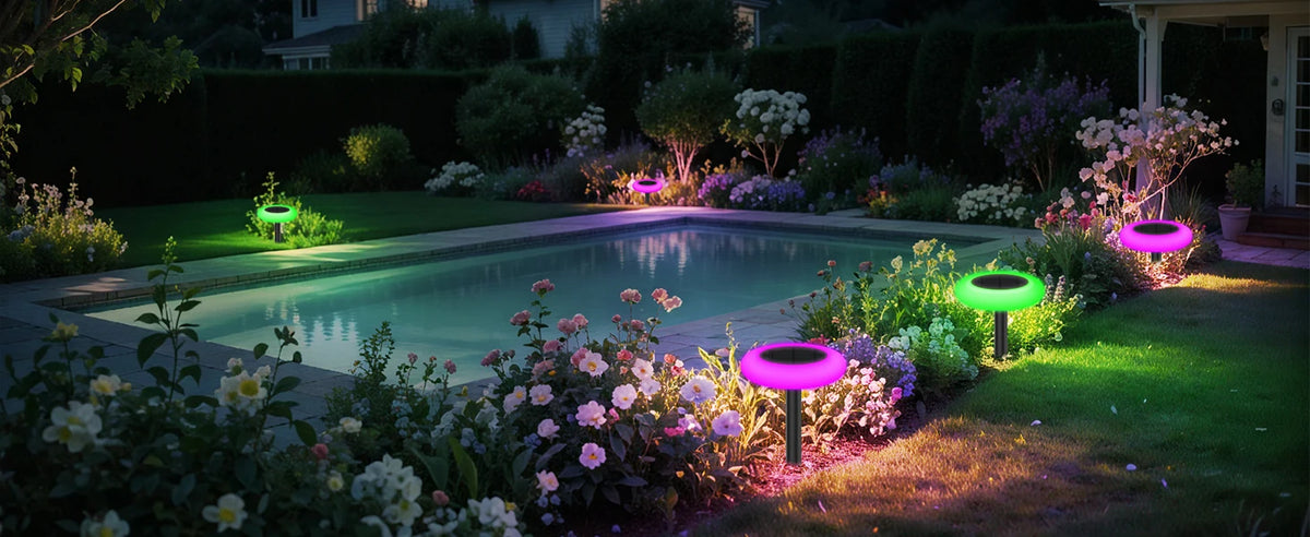 intelamp Colorful 2 Pack 6 Pack Outdoor Solar Light Lawn Pathway Garden Light Dusk to Dawn For Landscape Walkway Patio Yard Lawn