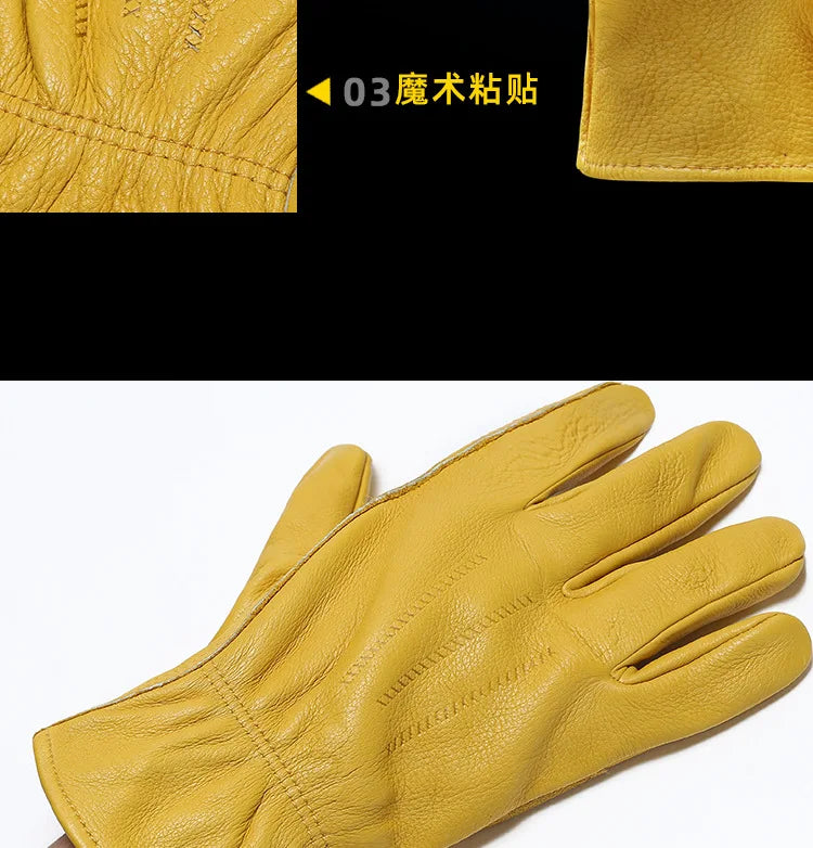 Man Work Gloves for Public Utilitiesfor Wood Gardening/Cutting/Construction/Motorcycle, Abrasion Resistant Leather Gloves
