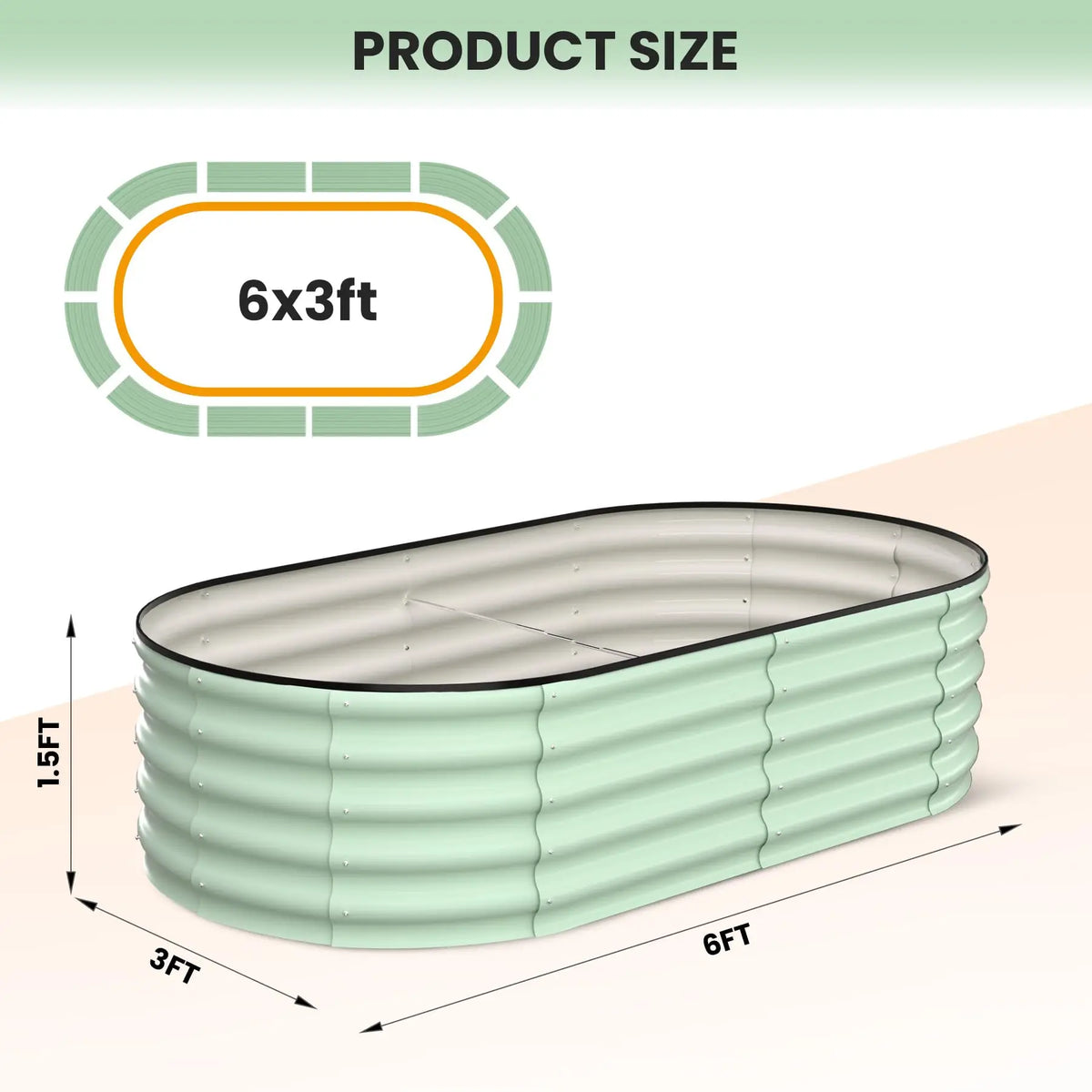 2-Pack Oval Galvanized Steel Raised Garden Bed Open Base Safety Edge Metal Planter Box Raised Beds for Vegetables Flowers Herbs