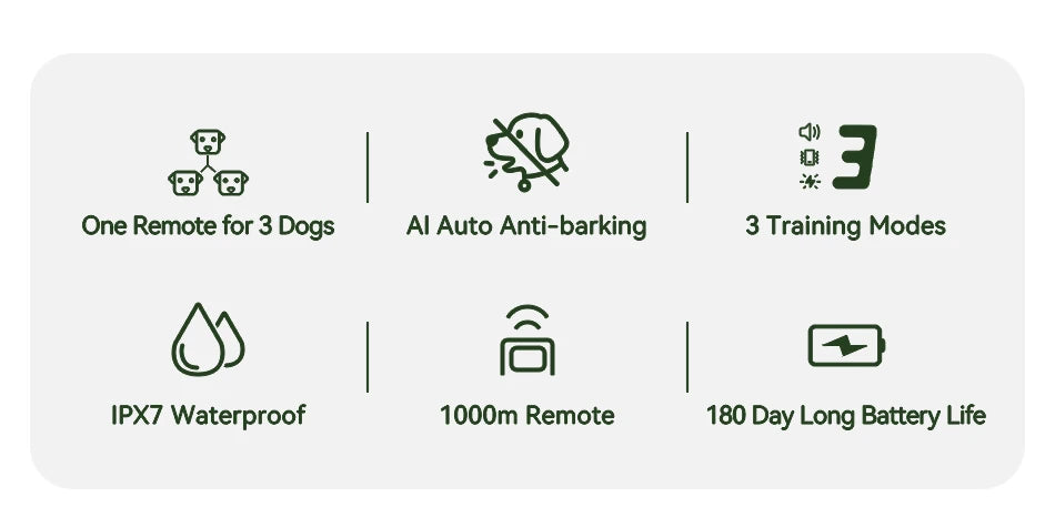 ROJECO 1000m Electric Dog Training Collar Remote Control IPX7 Waterproof Rechargeable Dog Collar Vibration Dog Bark Stop Collar
