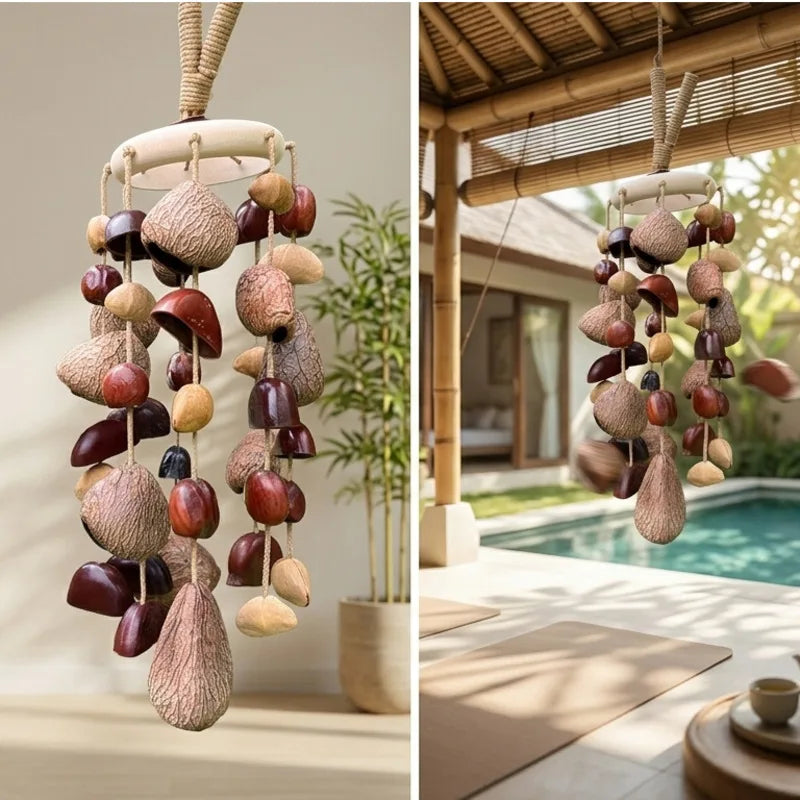 Natural Indonesian Seed Shell Hand Bell Wind Chime For Meditation Sound Therapy Yoga Altar Home Decor Boho Gift For Women