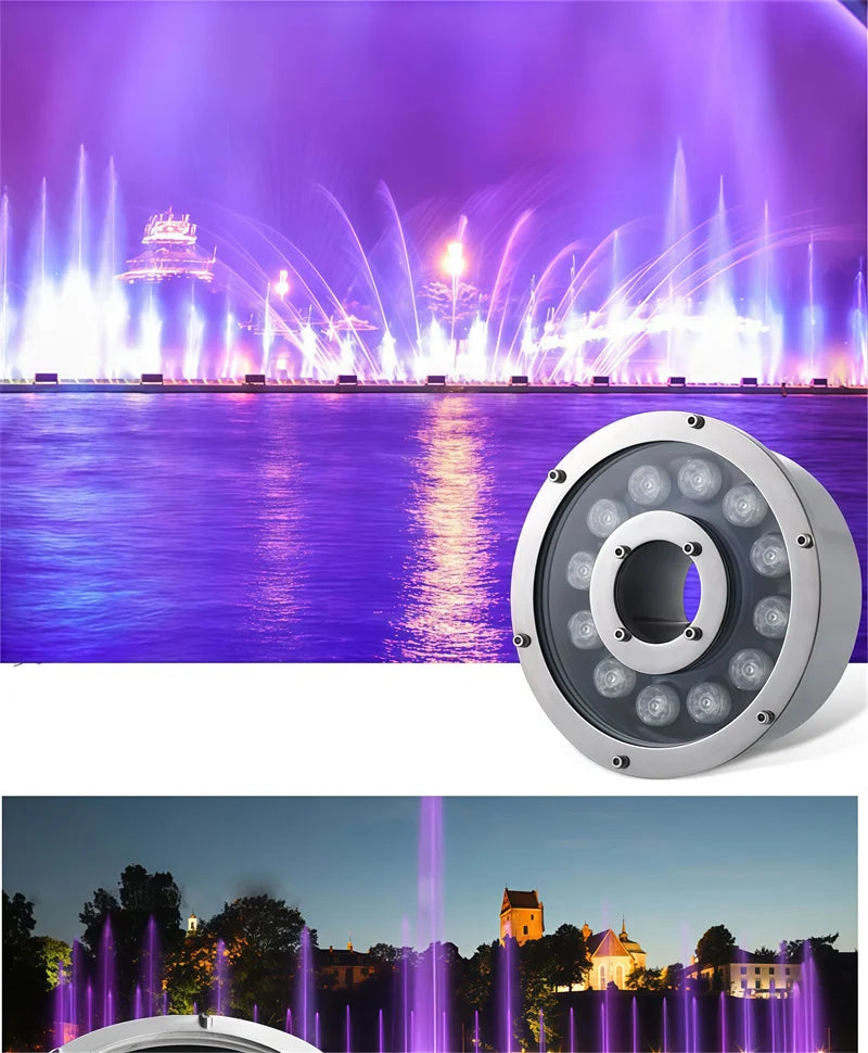 Fountain Light Colorful Underwater Light Waterfall Fountain LED Waterproof IP68 6W/9W/12W Swimming Pool Landscape Lamp 12V/24V