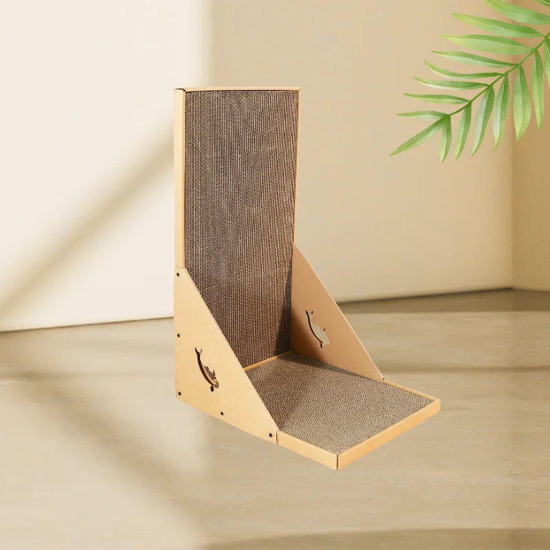 Cardboard Scratching Post for Indoor Cats, 26.8 Inch L-Shaped Vertical Scratching Post with Catnip, Large Scratching Post