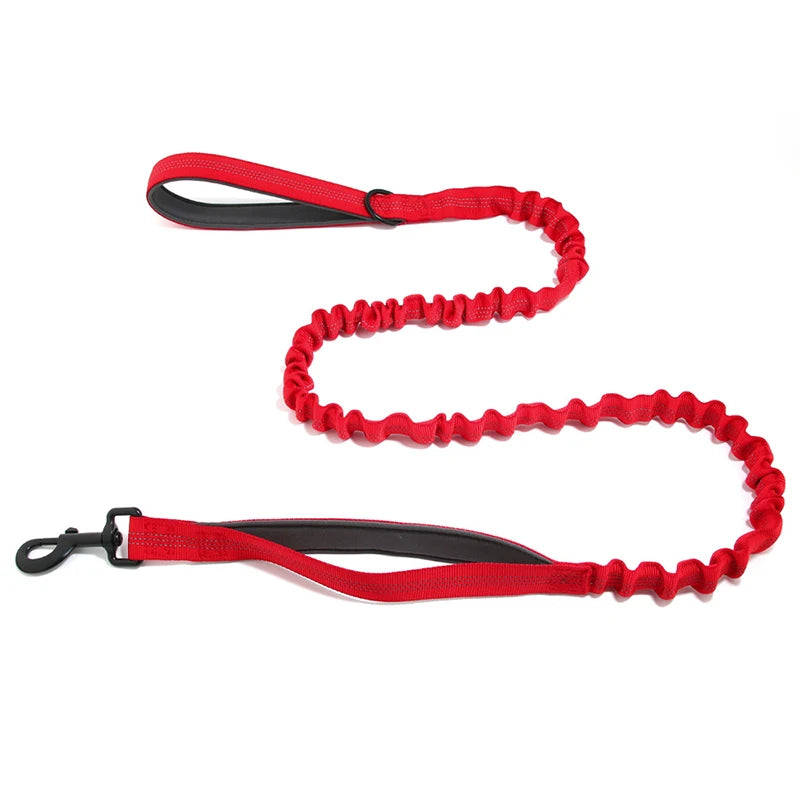 High Elasticity Double Handle Dog Tactical Leash Explosion-proof No Tangle Outdoor Training Walking Nylon Dog Leashes Dogs Items