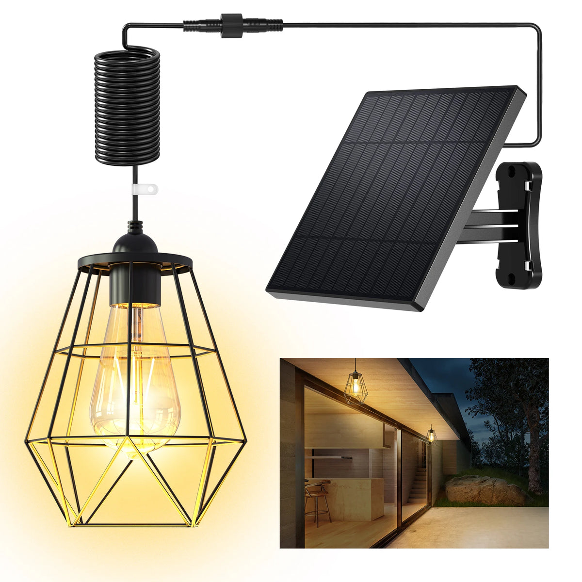 Intelamp 4000mah Solar Pendant Lights Solar Shed Hanging Lights Indoor & Outdoor Waterproof For Garden Terrace Balcony Pavilion