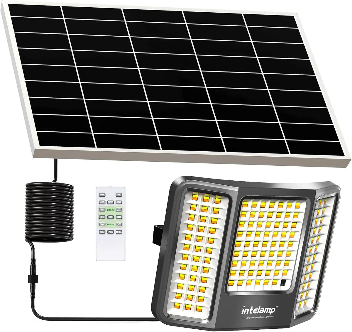 intelamp Long Life 20000mah High Bright Outdoor Solar Flood Light With Super Large Solar Panel 3 Color Mode For Garden Yard Path