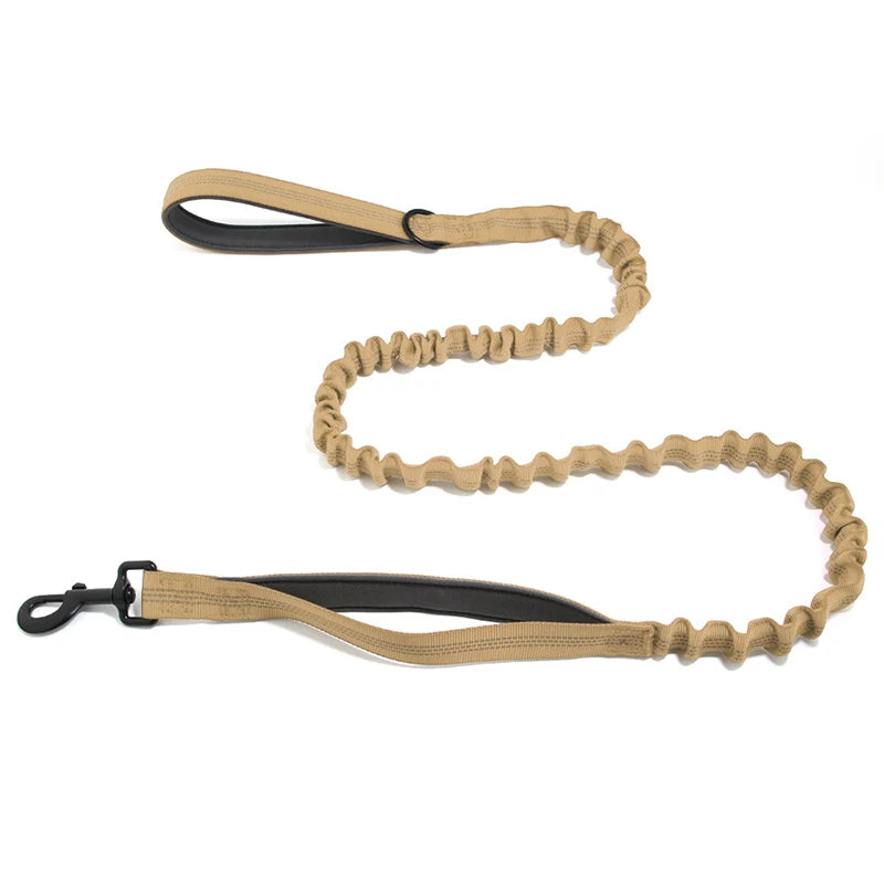 High Elasticity Double Handle Dog Tactical Leash Explosion-proof No Tangle Outdoor Training Walking Nylon Dog Leashes Dogs Items