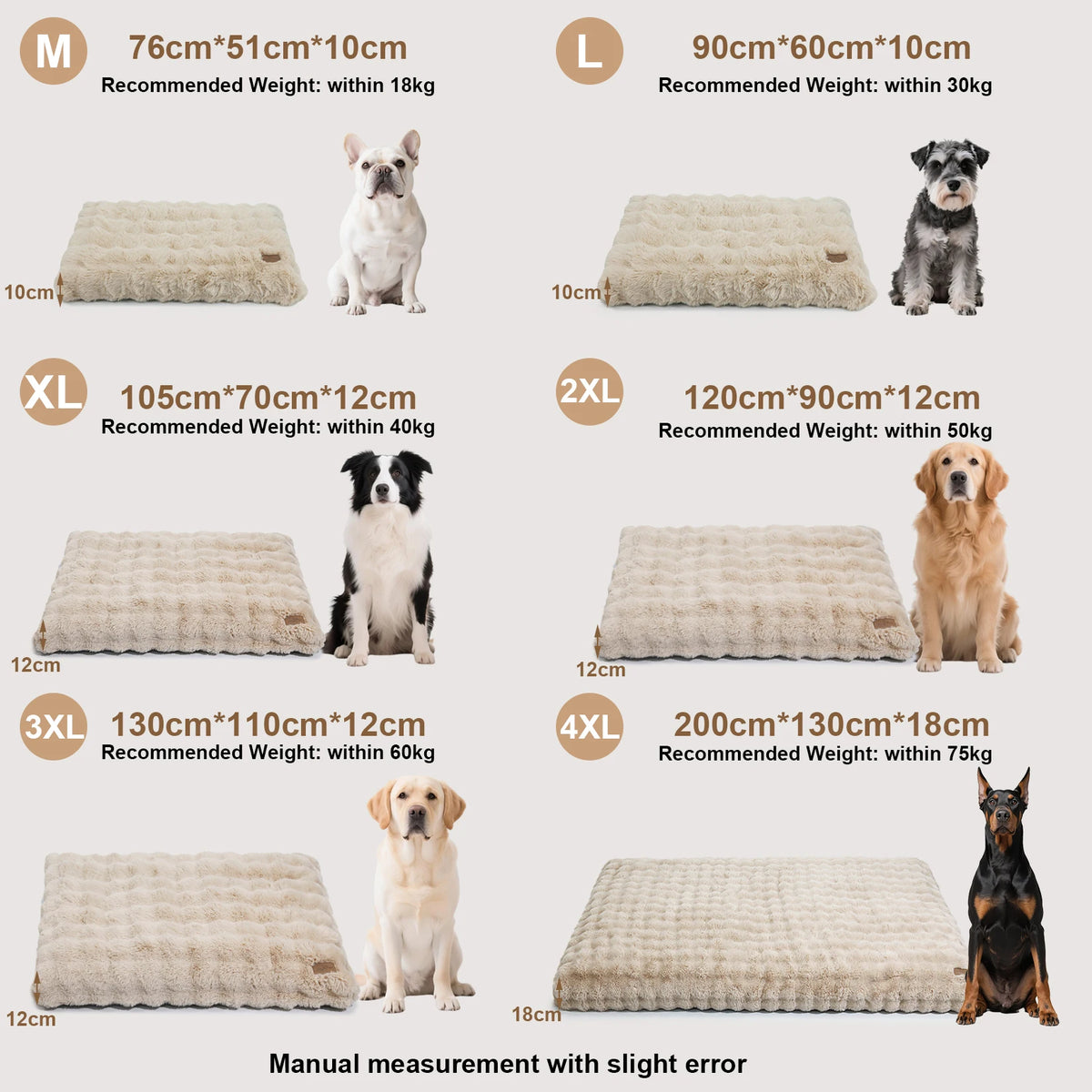 Ultra Plush Dog Bed Soft Pet Cushion Large Dog Crate Puppy Mattress Washable Mat
