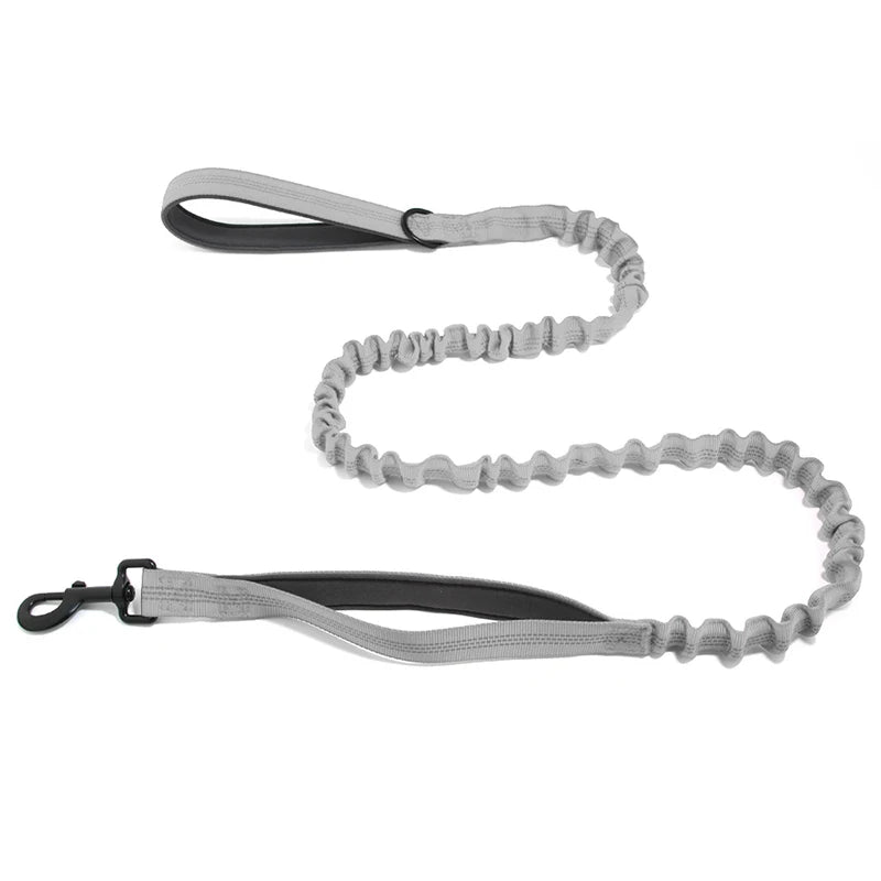 High Elasticity Double Handle Dog Tactical Leash Explosion-proof No Tangle Outdoor Training Walking Nylon Dog Leashes Dogs Items