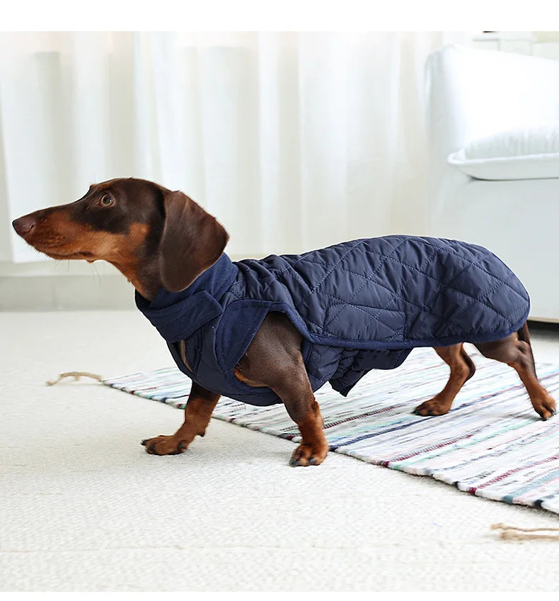 Winter Dog Coat for Dachshund Water Repellent Warm Dog Jacekt for Small Short-Leg Dogs Diamond Quilted Windproof Dog Clothing