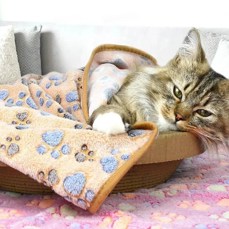 Dog Blankets Cat Soft Fluffy Fleece Pet Blanket Warm Cute Print Design Puppy Kitten Doggy Paw Small