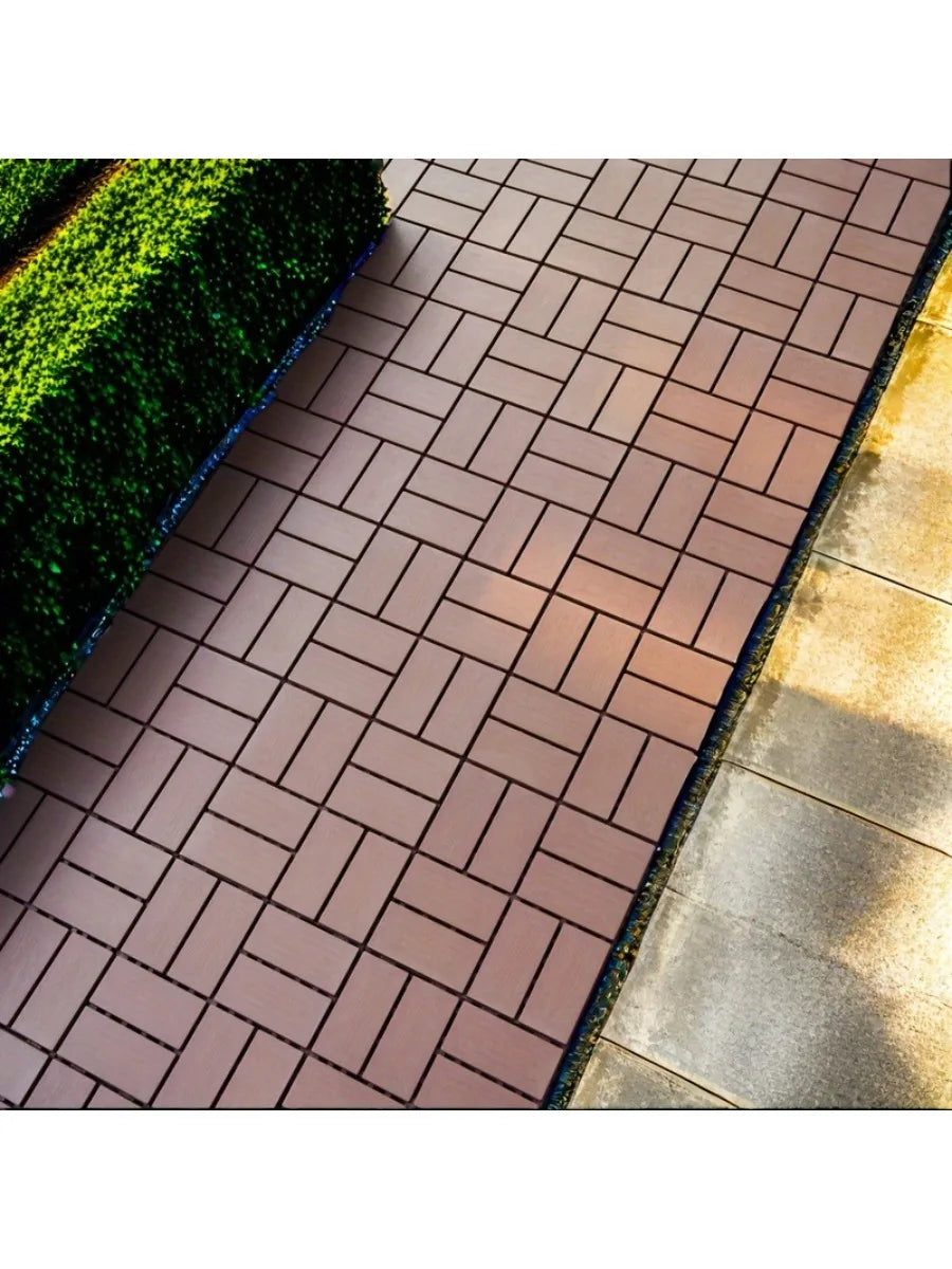 44-Piece Pack of Plastic Lock Floor Tiles, Lock Terrace Tiles, Ideal for Garden, Walkway, Balcony, Patio and Porch Decor