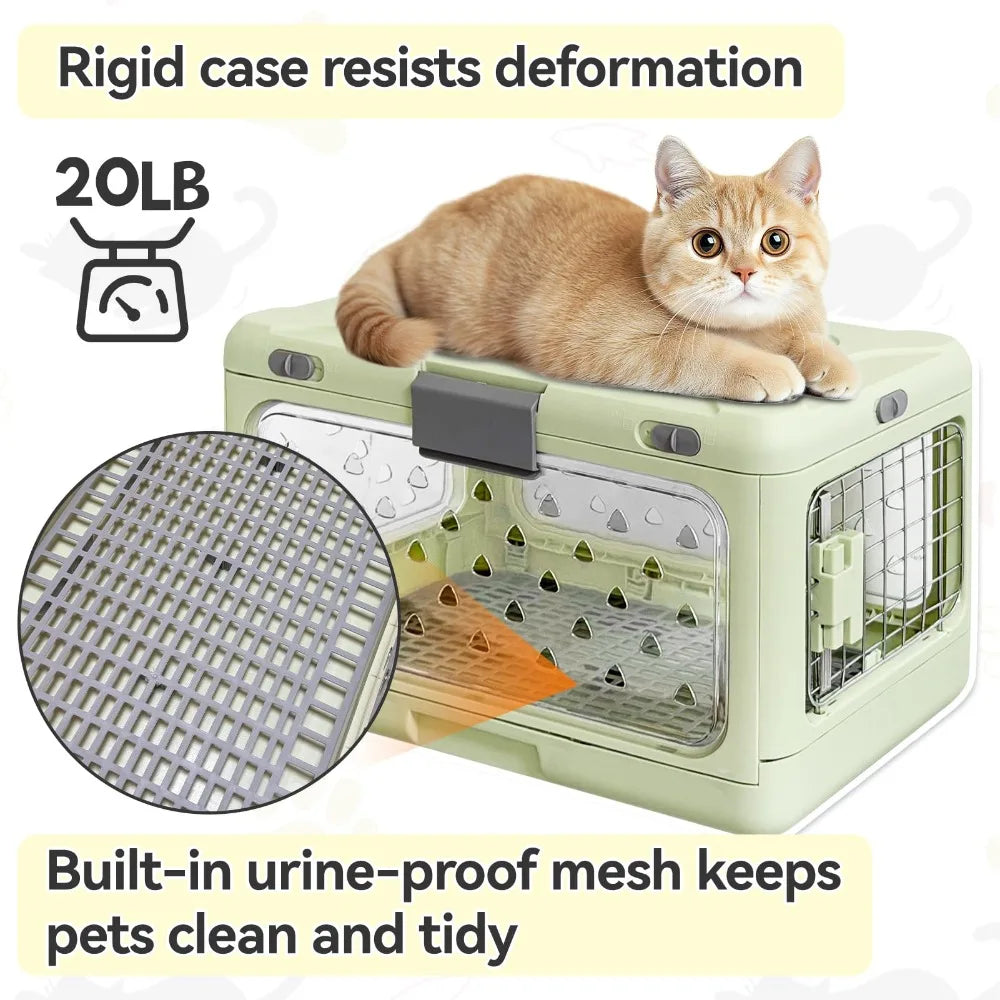 Portable Cat Carrier Pet Airline Crat Foldable Cat Kennel Dog Suitcase Outdoor Car Carry Box Dog Crate for Small Dog Pet Carrier