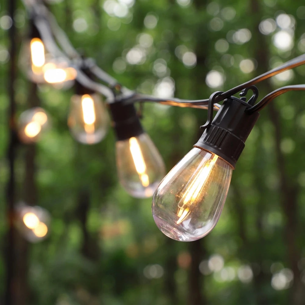 PET S14 LED String Light Bulbs E12 Base Shatterproof Plastic Bulbs 220V EU Plug Outdoor Patio Garden Lights Warm White 2700K