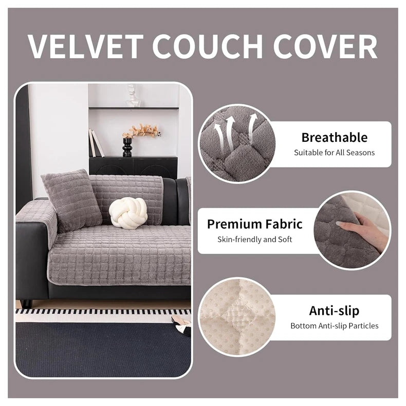Soft Flannel Sofa Cover Non-Slip Quilted Furniture Protector Cushion for Living Room Couch Cover Warm Sofa Towel 1 Seat Pad