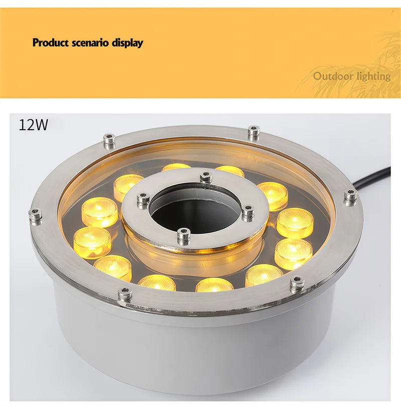 Fountain Light Colorful Underwater Light Waterfall Fountain LED Waterproof IP68 6W/9W/12W Swimming Pool Landscape Lamp 12V/24V