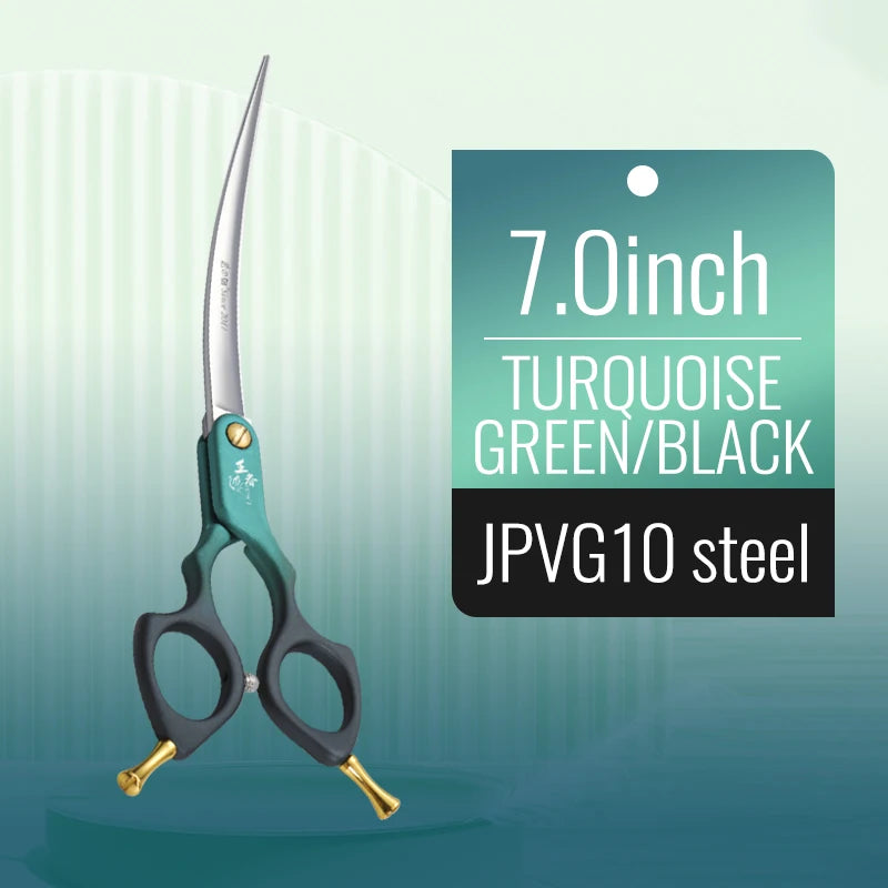 Fenice 6.0/6.5/7 Inch Professional Dog Grooming Scissors Curved Japan 440C Shear with High Quality Alloy Handle aseo de mascotas