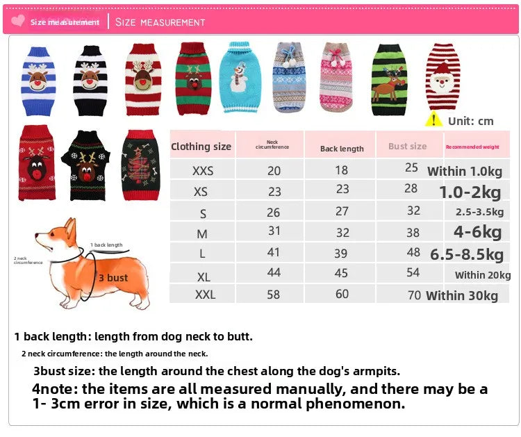 Christmas Dog Sweater for Small Dogs - Santa Claus Knit Pet Clothes for Poodle Teddy Puppy, Cute Warm Xmas Puppy Outfit