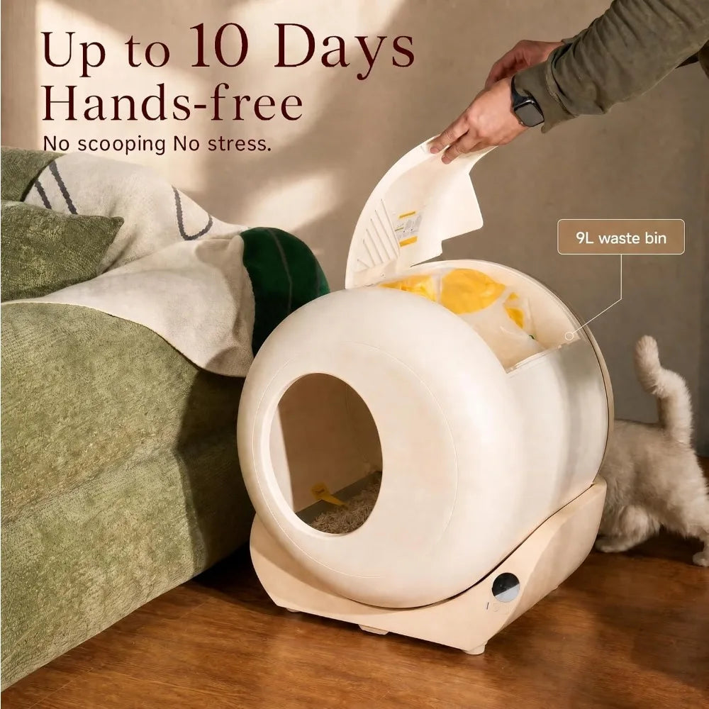 APP Controlled Automatic Self-Cleaning Cat Litter Box, Odor Control, Spacious Interior, Multi-Cat Use, Custom