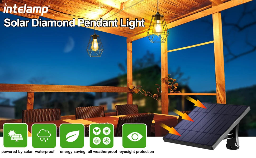 Intelamp 4000mah Solar Pendant Lights Solar Shed Hanging Lights Indoor & Outdoor Waterproof For Garden Terrace Balcony Pavilion