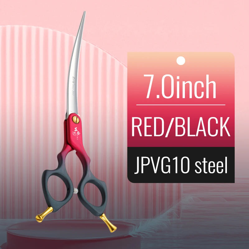 Fenice 6.0/6.5/7 Inch Professional Dog Grooming Scissors Curved Japan 440C Shear with High Quality Alloy Handle aseo de mascotas
