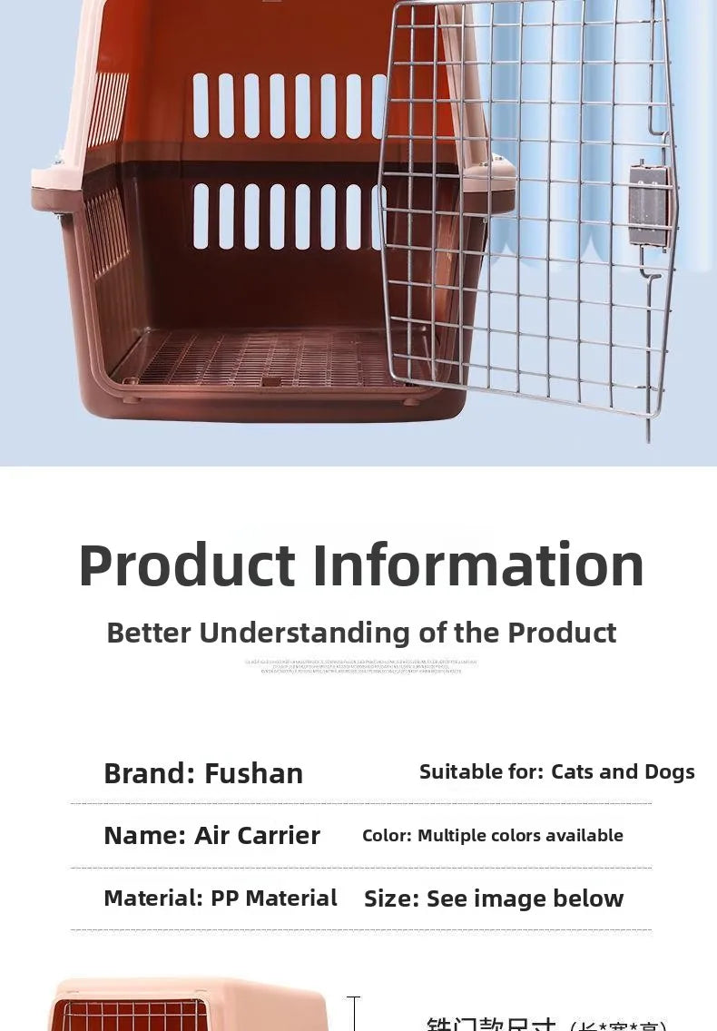 Portable Pet Air Shipping Cage Carrier  Carrier Space Module Travel Dog Car Cargo Small Breed Pet Transport Kennel Cage