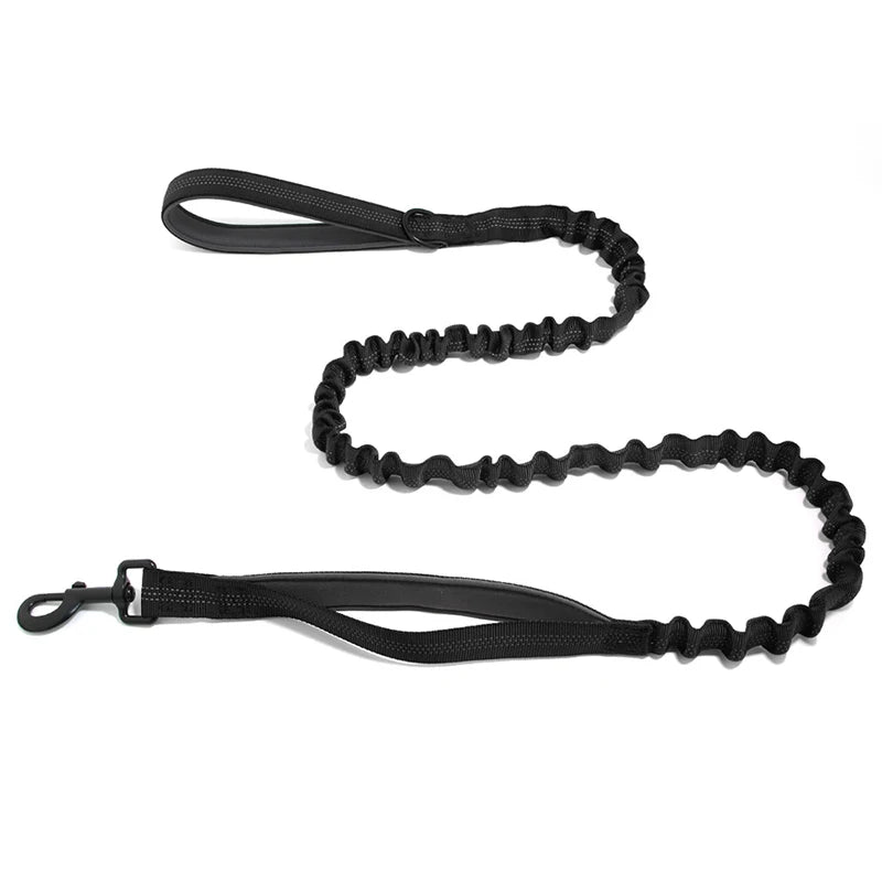 High Elasticity Double Handle Dog Tactical Leash Explosion-proof No Tangle Outdoor Training Walking Nylon Dog Leashes Dogs Items