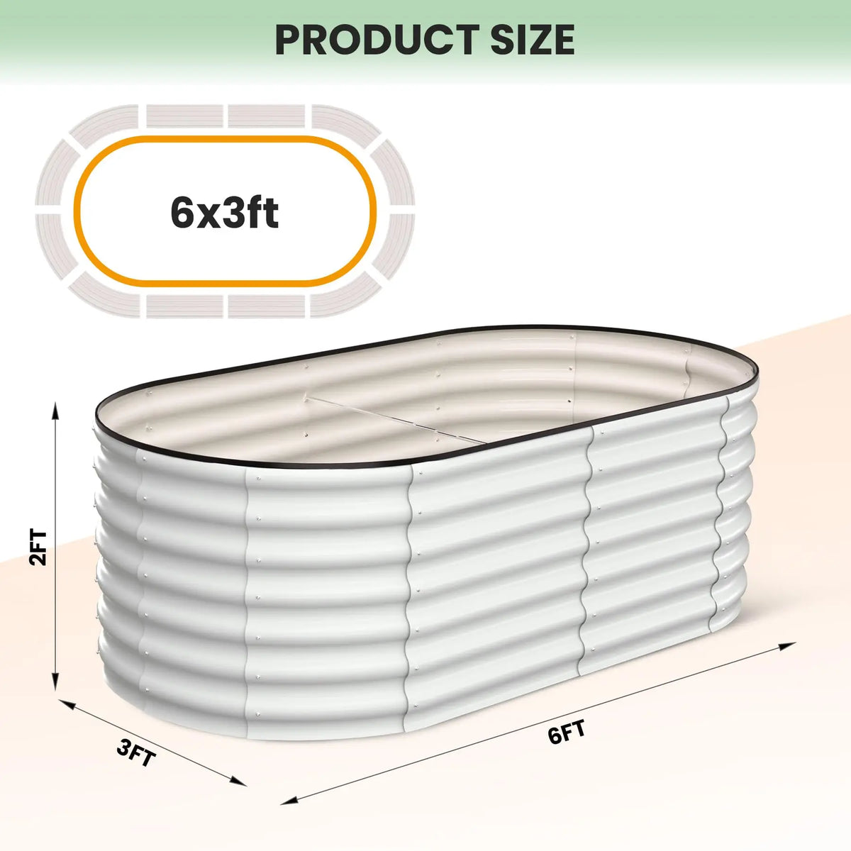 2-Pack Oval Galvanized Steel Raised Garden Bed Open Base Safety Edge Metal Planter Box Raised Beds for Vegetables Flowers Herbs