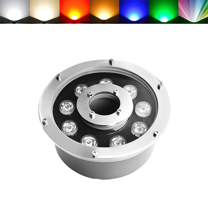 Fountain Light Colorful Underwater Light Waterfall Fountain LED Waterproof IP68 6W/9W/12W Swimming Pool Landscape Lamp 12V/24V