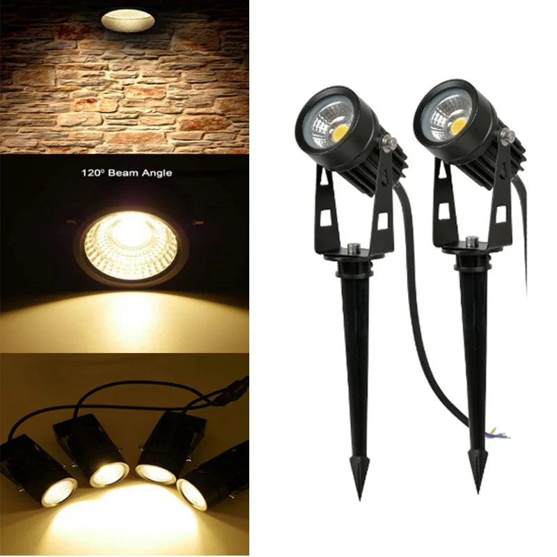 4PCS 1W 3W 5W 7W 10W LED Garden Lawn Lamp Outdoor LED Spike Light Waterproof Lighting Garden Path Spotlights AC 85-265V  DC12V