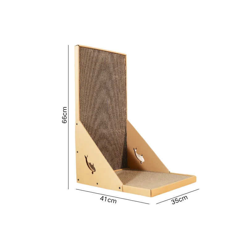 Cardboard Scratching Post for Indoor Cats, 26.8 Inch L-Shaped Vertical Scratching Post with Catnip, Large Scratching Post