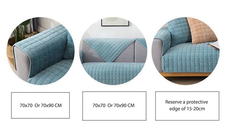 Soft Flannel Sofa Cover Non-Slip Quilted Furniture Protector Cushion for Living Room Couch Cover Warm Sofa Towel 1 Seat Pad