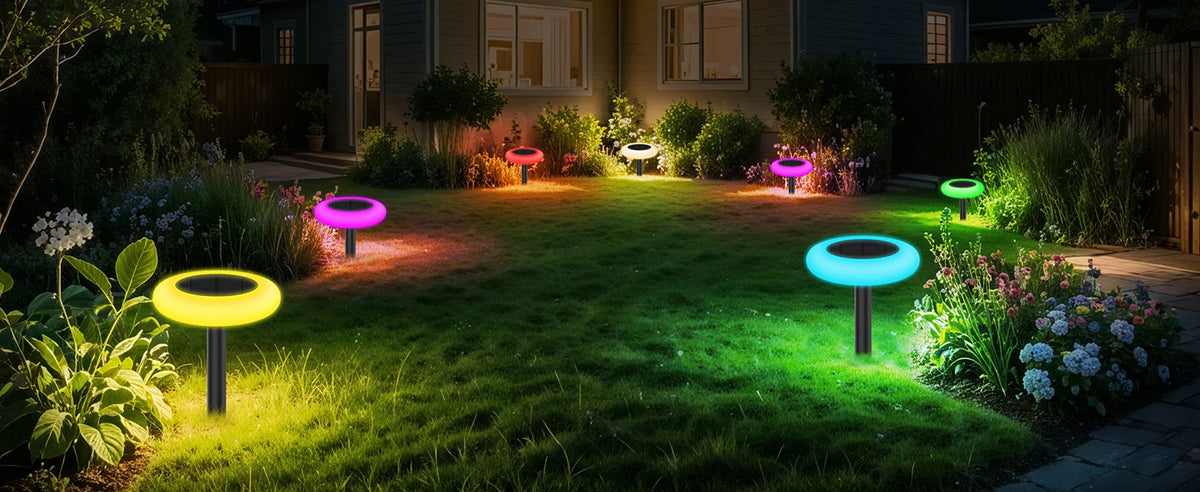 intelamp Colorful 2 Pack 6 Pack Outdoor Solar Light Lawn Pathway Garden Light Dusk to Dawn For Landscape Walkway Patio Yard Lawn