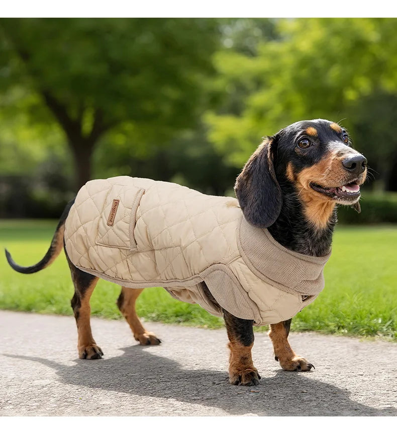 Winter Dog Coat for Dachshund Water Repellent Warm Dog Jacekt for Small Short-Leg Dogs Diamond Quilted Windproof Dog Clothing