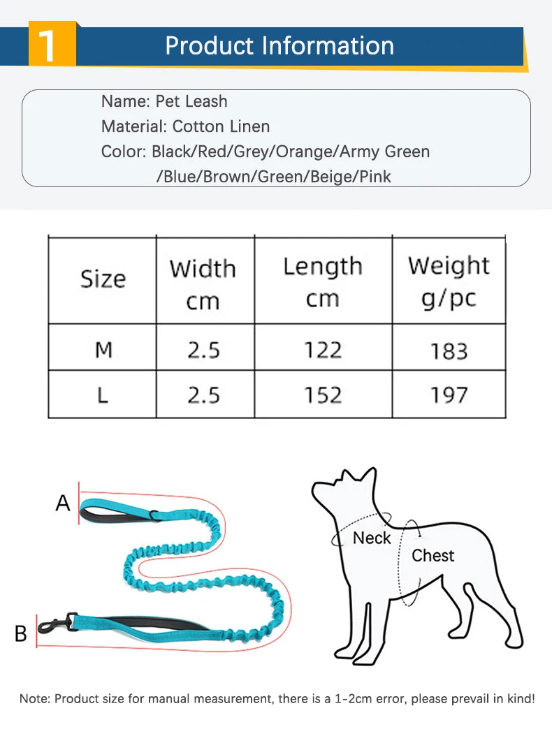 High Elasticity Double Handle Dog Tactical Leash Explosion-proof No Tangle Outdoor Training Walking Nylon Dog Leashes Dogs Items