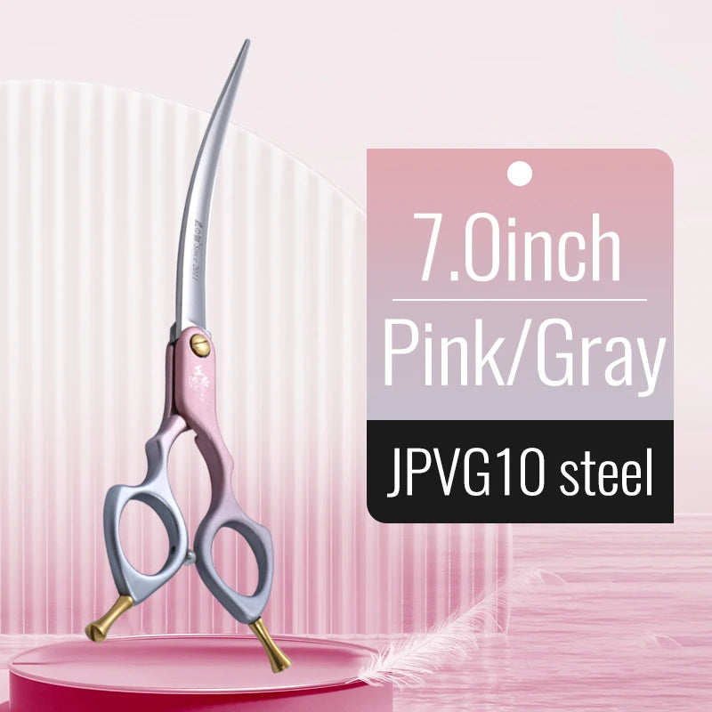 Fenice 6.0/6.5/7 Inch Professional Dog Grooming Scissors Curved Japan 440C Shear with High Quality Alloy Handle aseo de mascotas