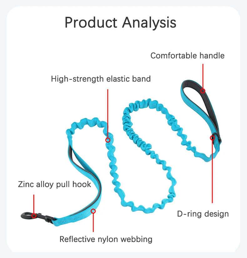 High Elasticity Double Handle Dog Tactical Leash Explosion-proof No Tangle Outdoor Training Walking Nylon Dog Leashes Dogs Items