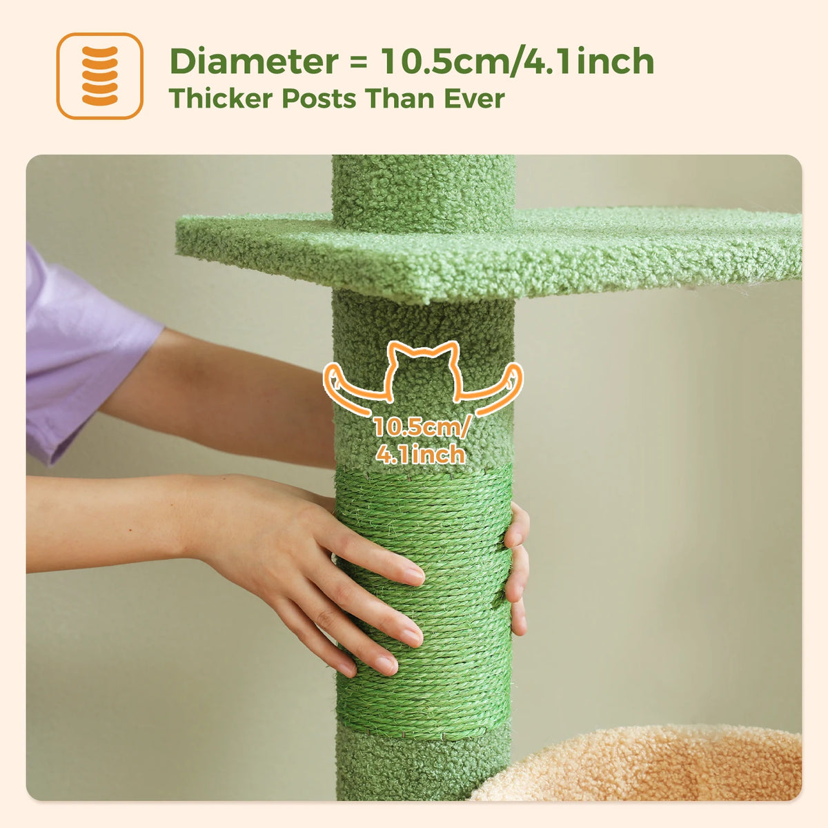 Cactus Cat Tree Floor to Ceiling Cat Tower with Sisal Scratching Post,Comfortable Hammock for Multi-Cat Homes,Cat Accessories