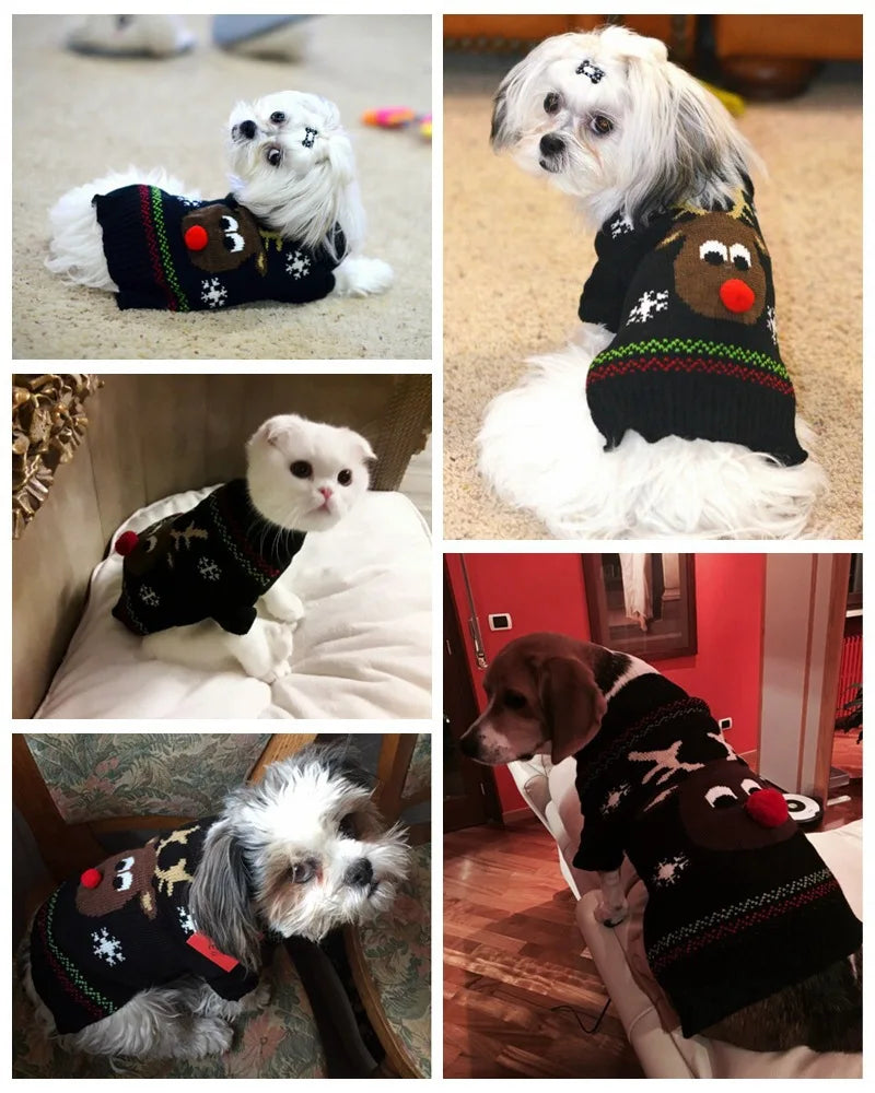 Christmas Dog Sweater for Small Dogs - Santa Claus Knit Pet Clothes for Poodle Teddy Puppy, Cute Warm Xmas Puppy Outfit